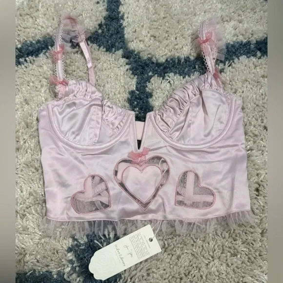 For Love and Lemons Valentines Pink Heart Bustier NWT Size Small - Picture 3 of 6